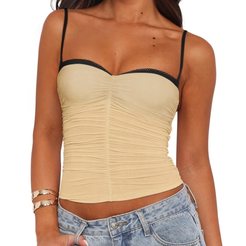 NWOT‎ ReoRia Women's Tan Ruched Camisole - XL